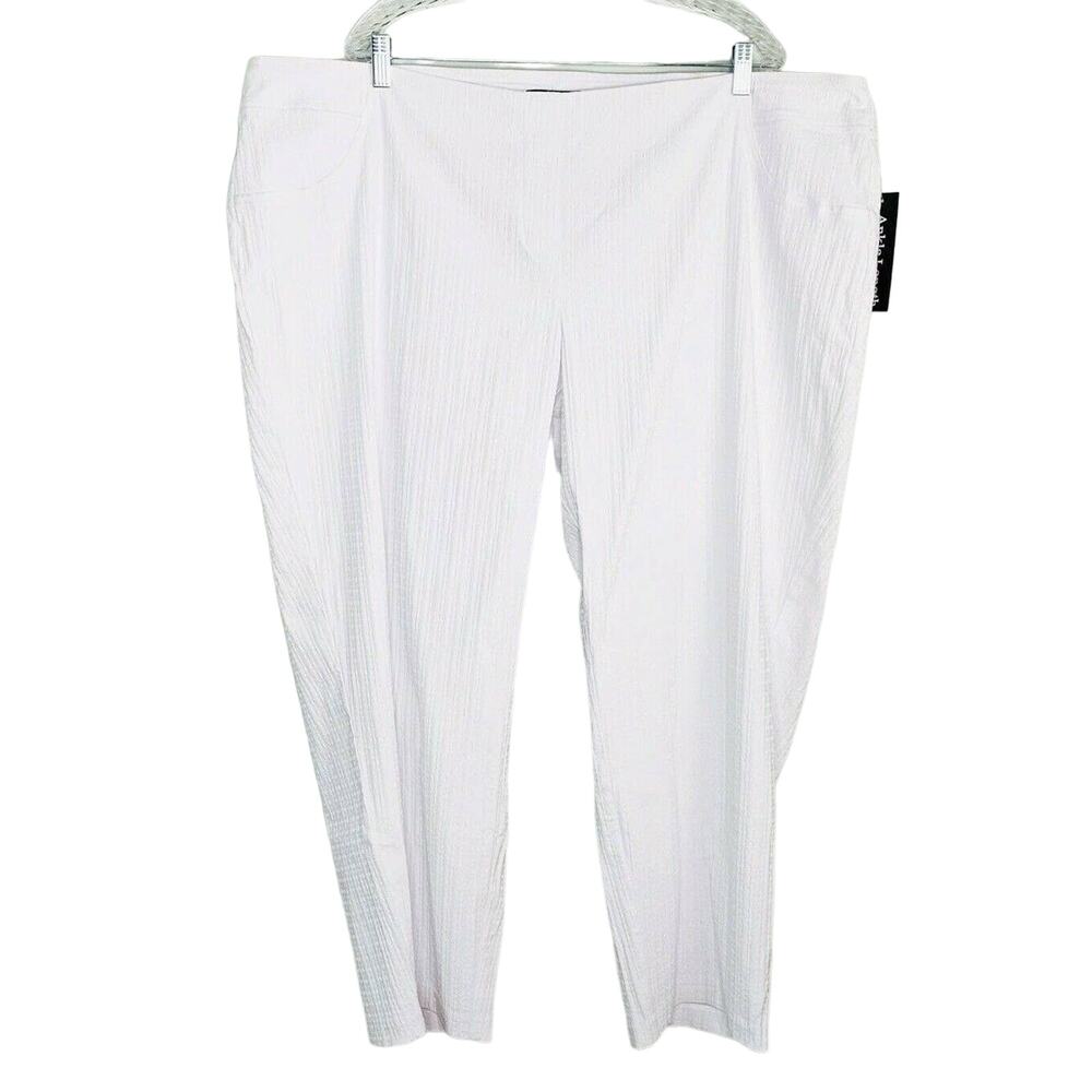Ashley Stewart Pants Size 28 White Seersucker Ankle Length Pants New